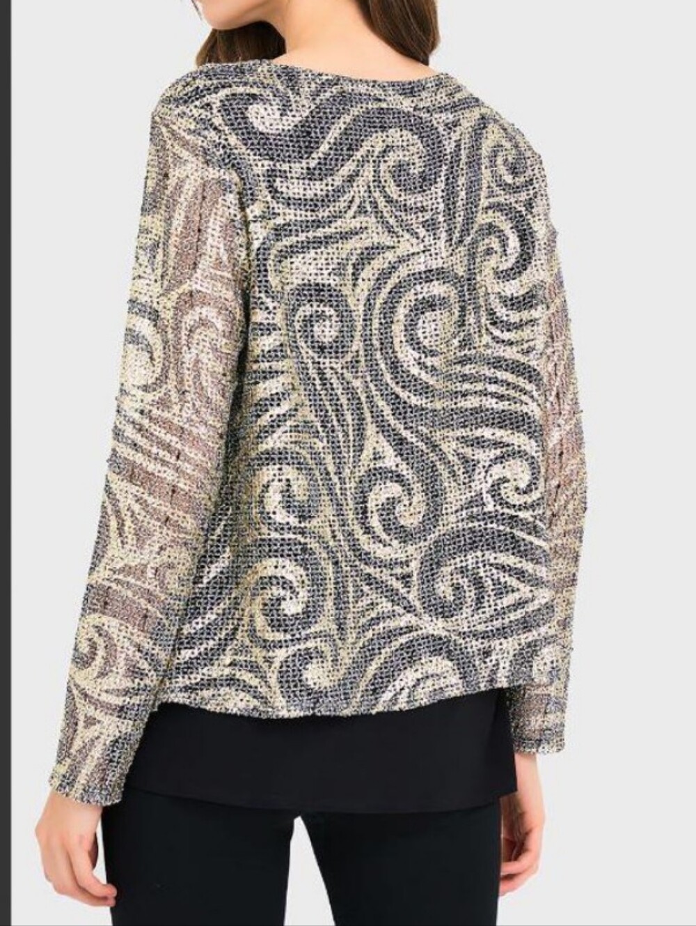 Joseph Ribkoff Black Gold Mesh Layered Tunic 14/16 - Picture 2 of 9